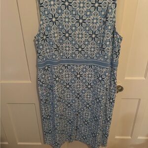 Talbots Blue and White Patterned Jersey Dress